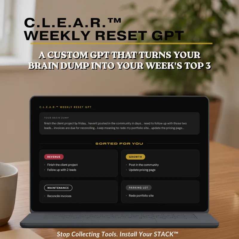 C.L.E.A.R.™ Weekly Reset GPT — Quick Start
