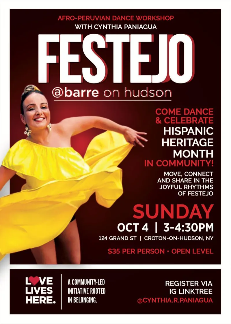 Festejo At Barre On Hudson: Oct 4th, 3:00 -4:30 pm