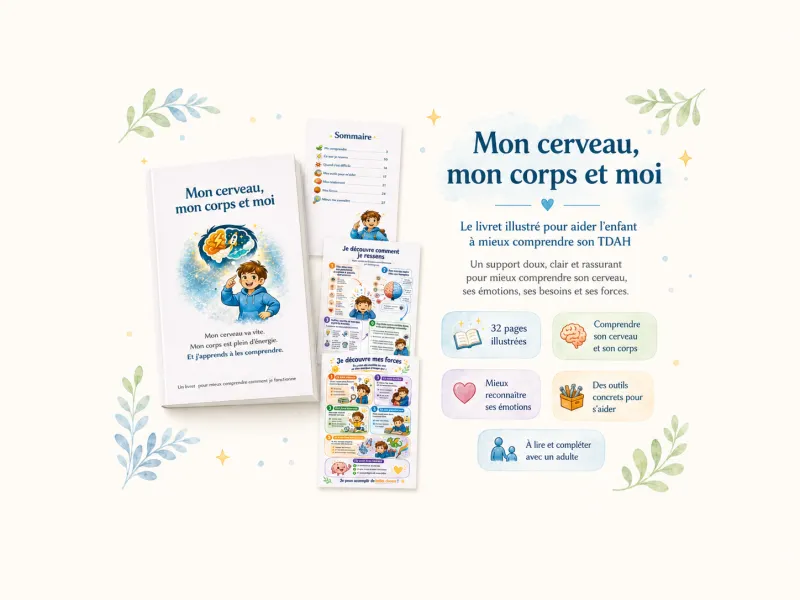 Mon cerveau, mon corps et moi Le livret doux et illustré pour aider l’enfant à comprendre son TDAH