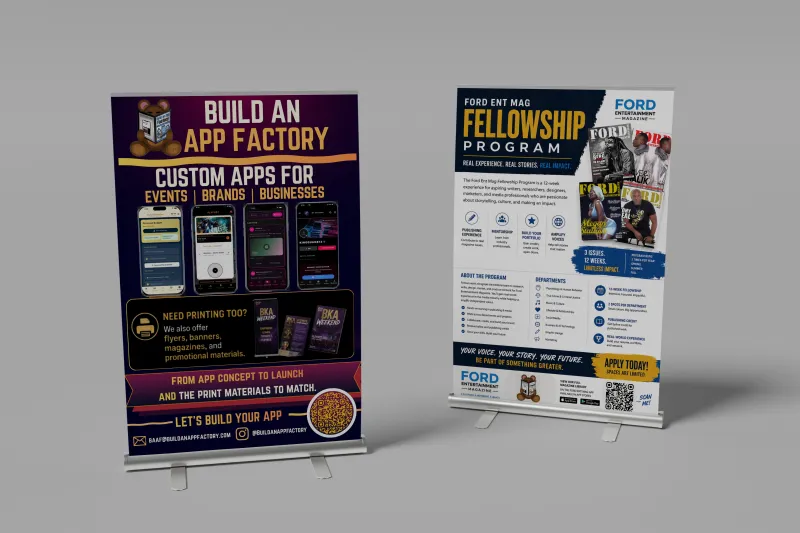 11x18 Table top banners - 13 oz Matte Vinyl w/ metal stand