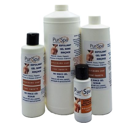 Exfoliant sans rinçage DOUCEURS CHAÏ, assouplit et lisse la peau. Parfait pour cabine sèche, aucun besoin de douche ou bain.