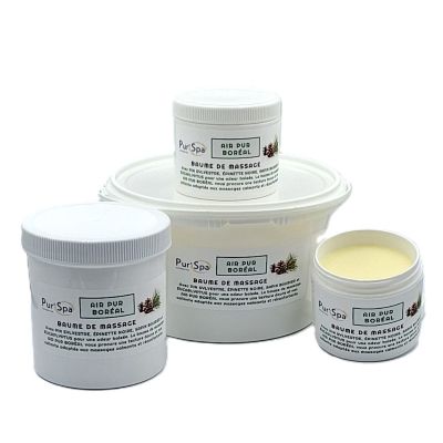 Baume de massage Air Pur Boréal, avec texture douce, non collante, pour massage complet ou zone ciblée.