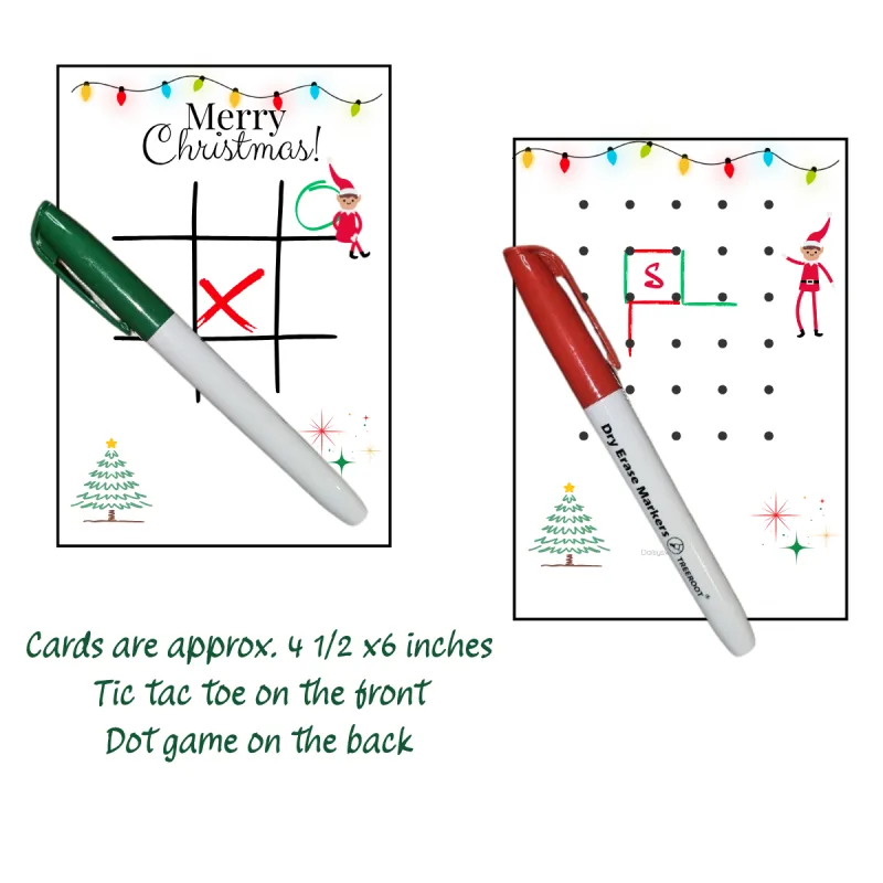 Christmas Tic Tac Toe Favor | Stocking Stuffer | Classroom Party Favor | Dry Erase Game
