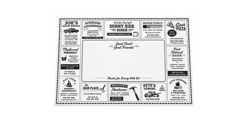 Diner Paper Table Mats (500 pack)