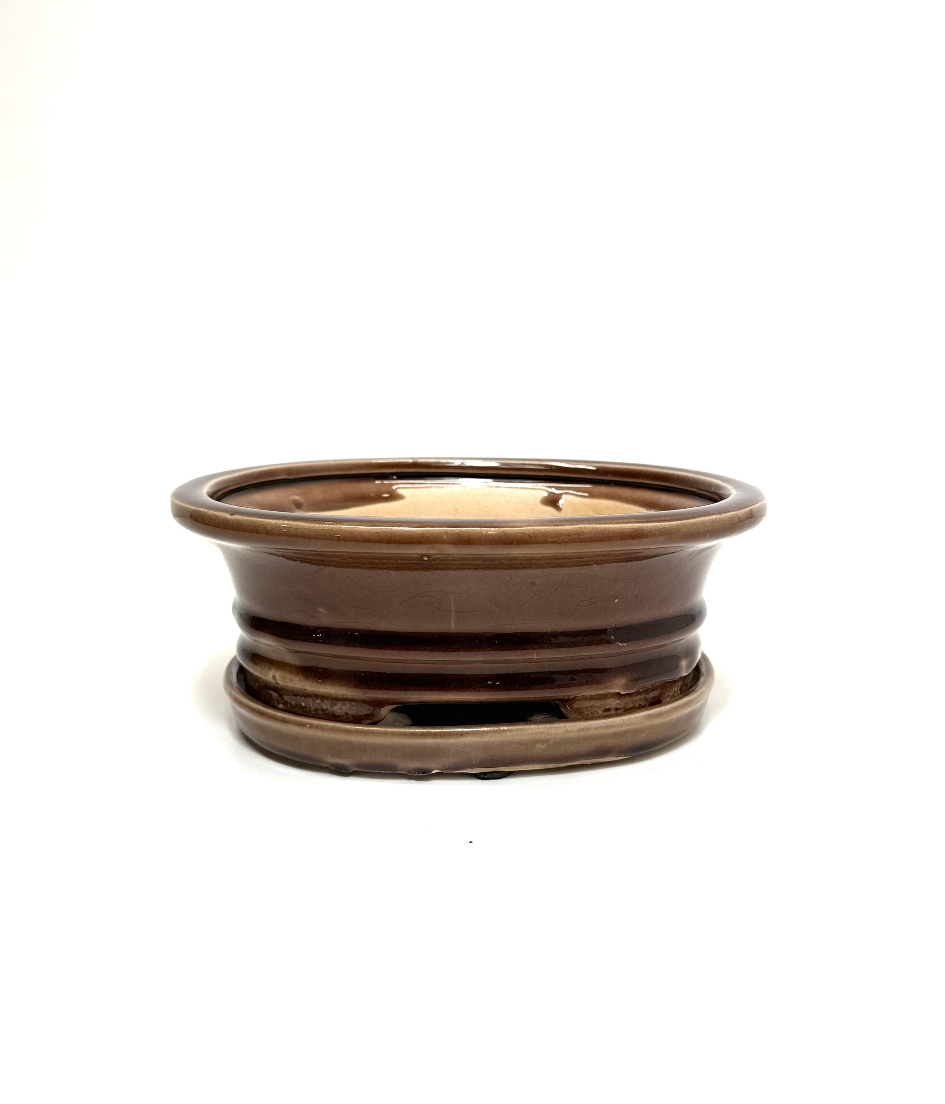 8'' Glazed Bonsai Pot w/ Unattached saucer