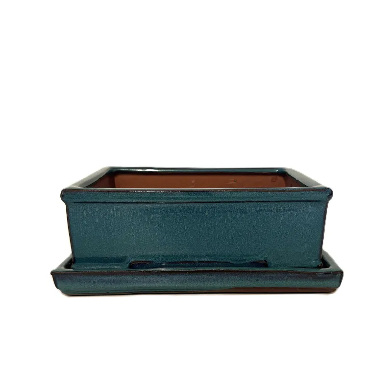 8'' Glazed Bonsai Pot w/ Unattached saucer