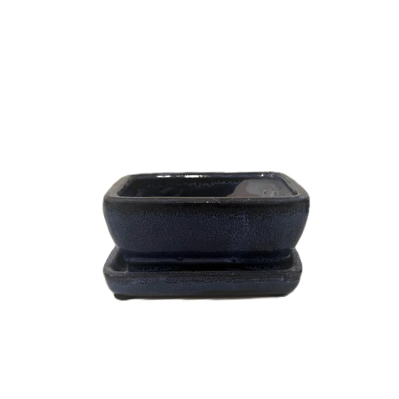 5'' Glazed Bonsai pot w/ unattached saucer
