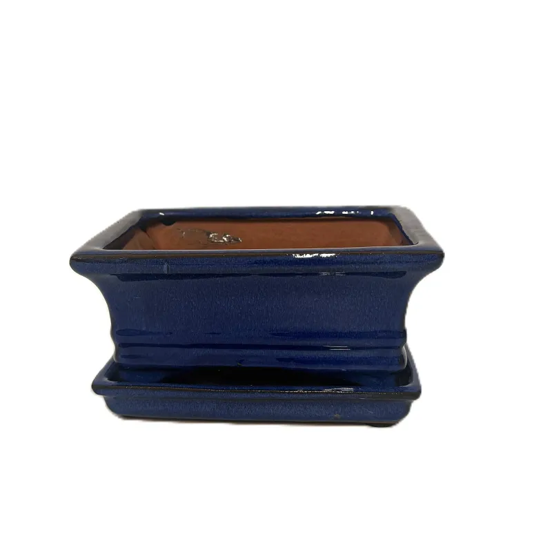 6" Glazed Bonsai pot w/ unattached saucer
