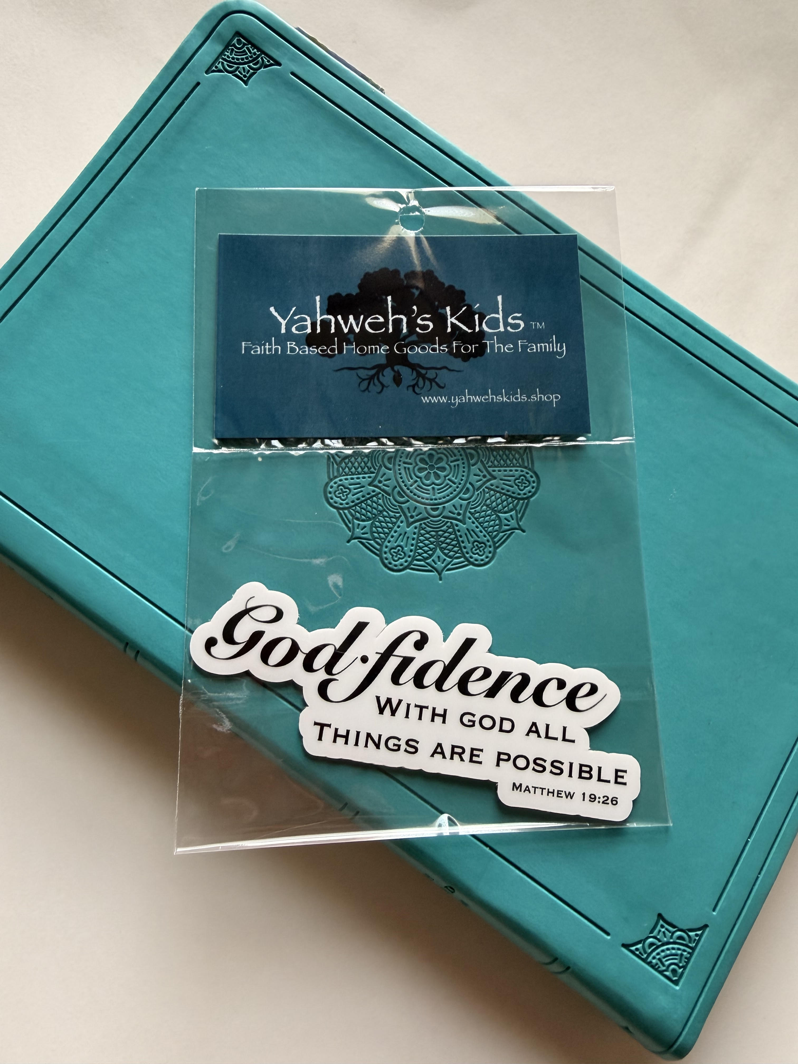 Yahweh's Kids™ "God-Fidence , Matthew 19:26" Vinyl Sticker