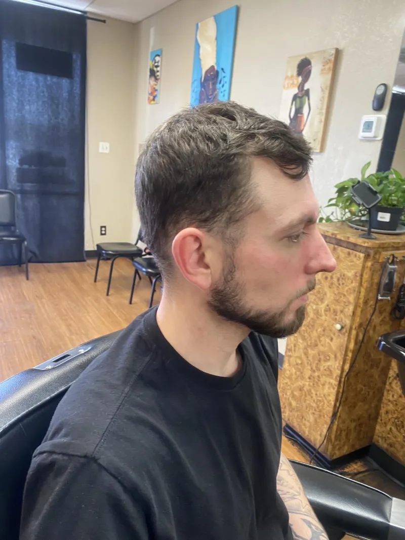 Finished cut and beard shaping, side profile