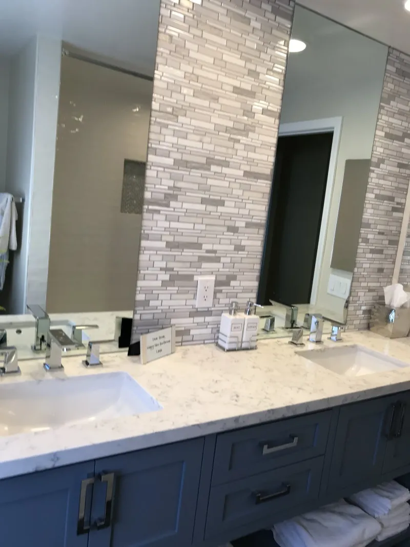 Navy double vanity