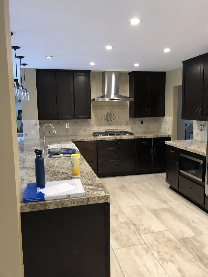 Espresso shaker kitchen with stainless appliances