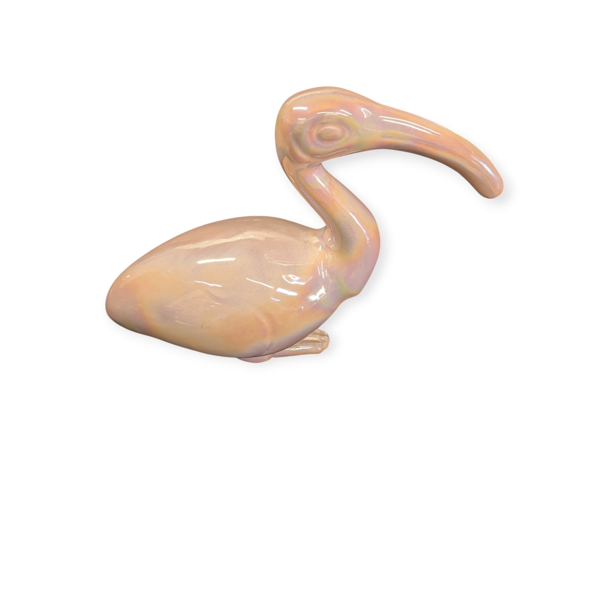 Vintage Iridescent Ceramic Pelican Figurine