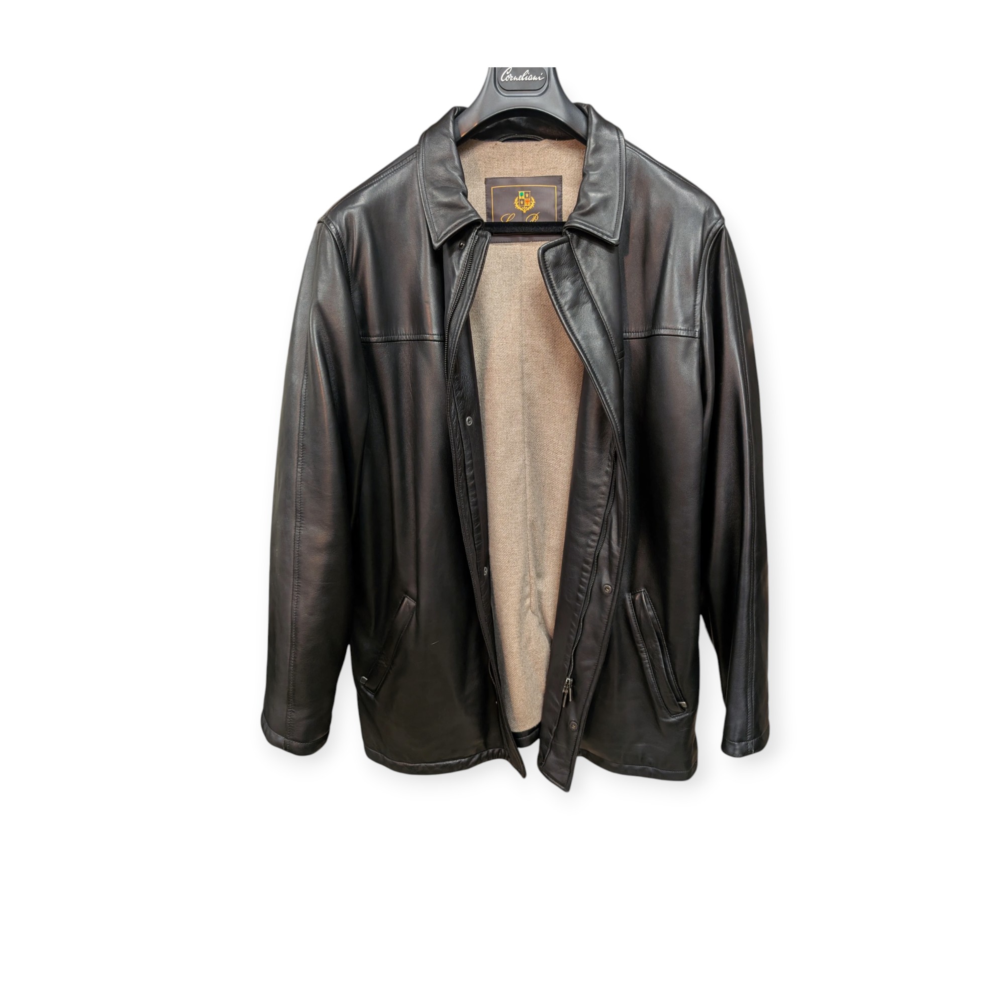 Loro Piana Black Leather & Cashmere Jacket