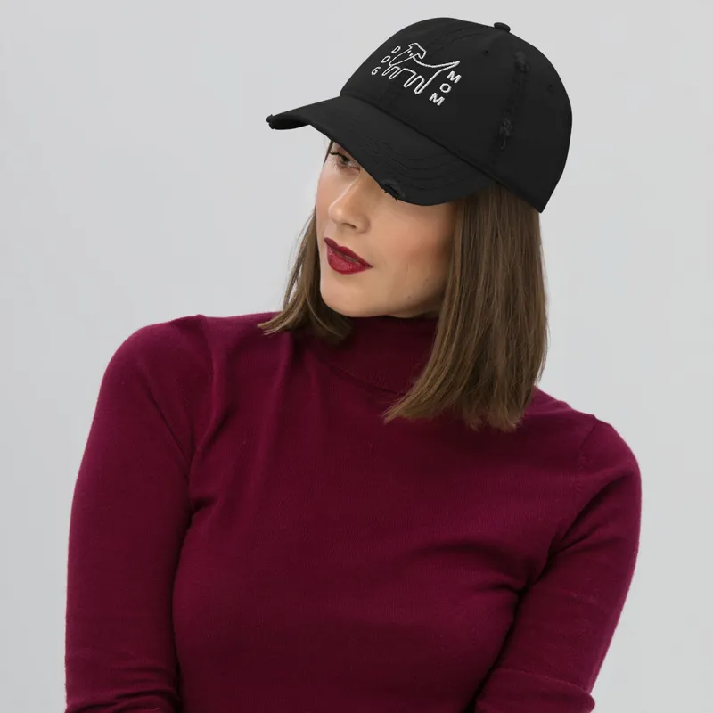 Distressed  Hat: Dog Mom