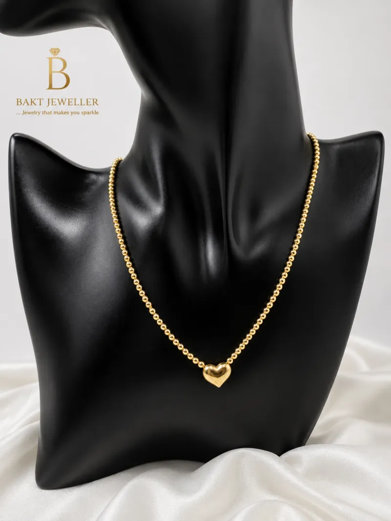 18k Gold Heart Necklace 16” 3.3g
