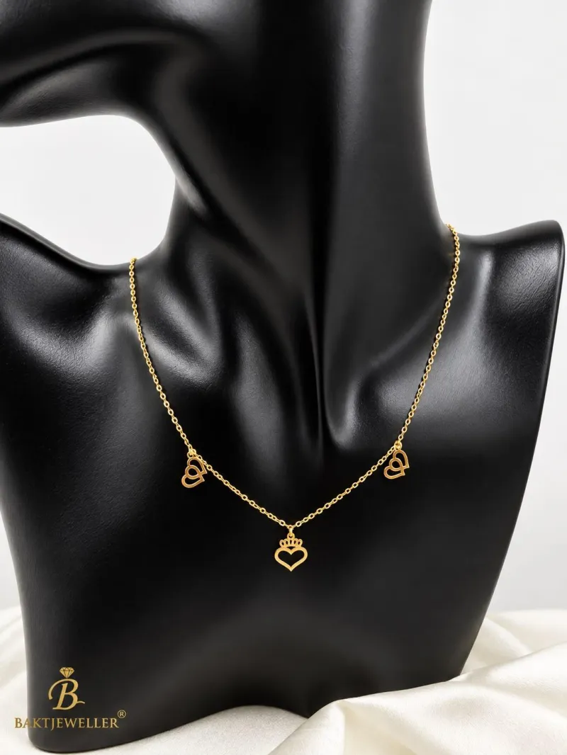 18K Gold 3 Pendant Necklace 1g