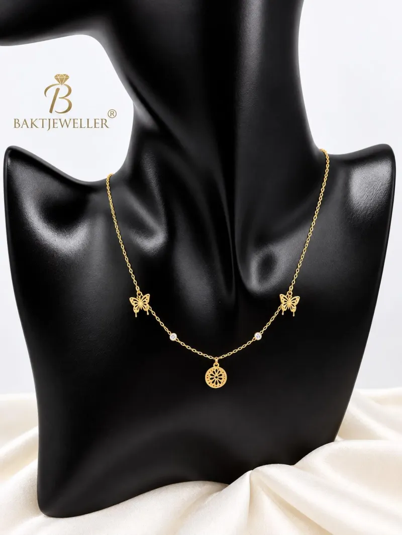 18K Gold 3 Pendant Necklace 1.1g