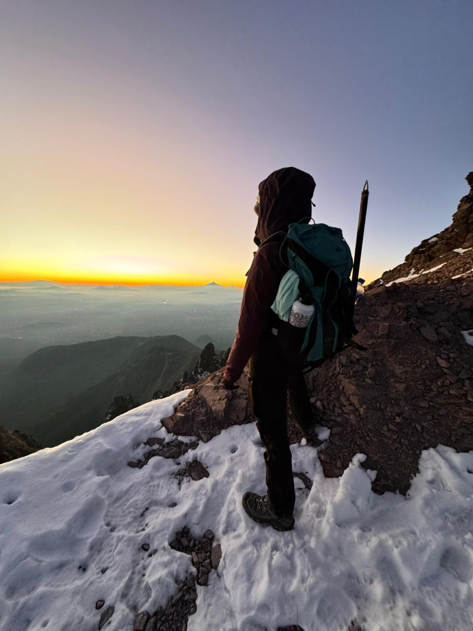 Climber on the summit of La Malinche