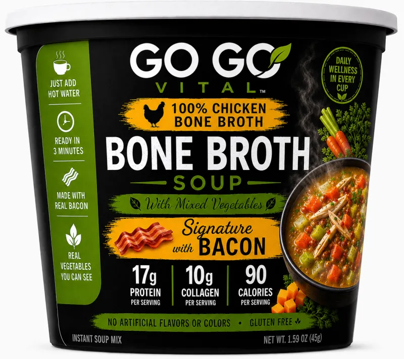 Signature Bacon & Chicken Bone Broth & Vegetable Soup  Ready-To-Mix Bowl