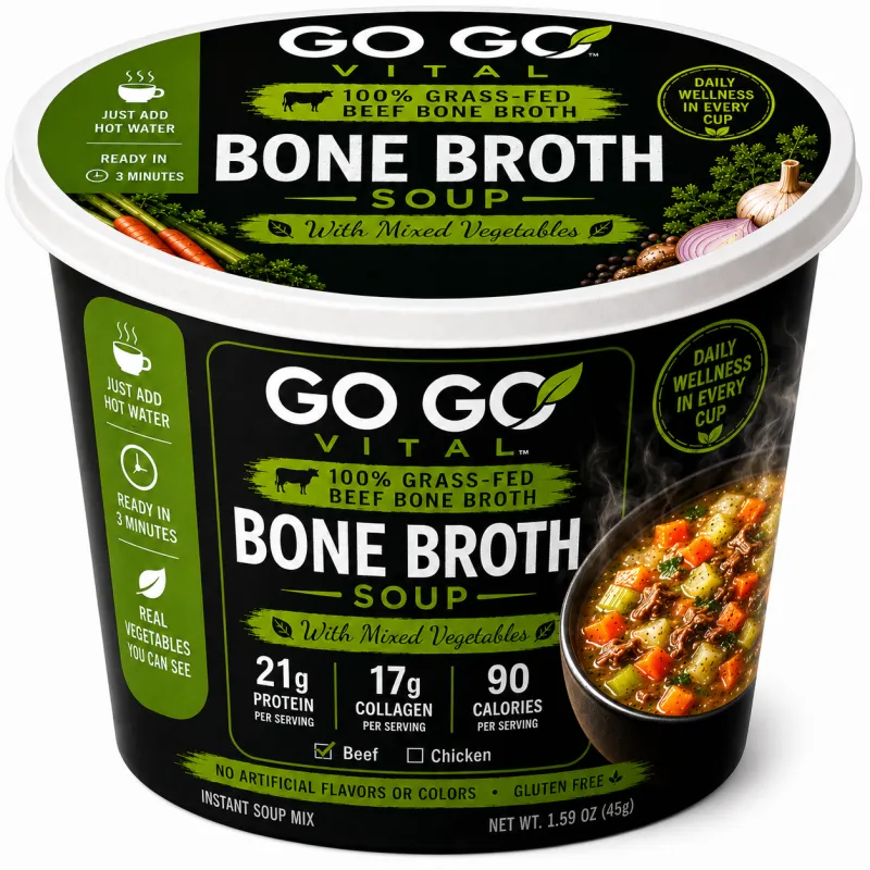 Beef Bone Broth & Vegetable Soup  Ready-To-Mix Bowl 