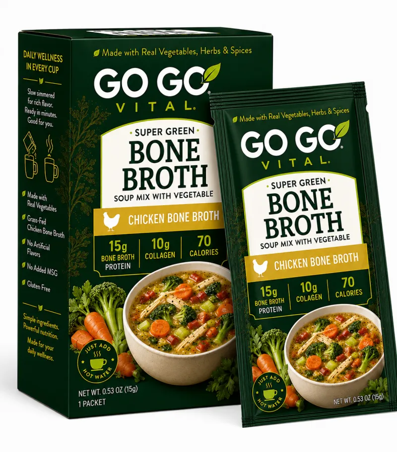 Go Go Vital™ Chicken Bone Broth & Vegetable Soup  Ready-To-Mix Pack