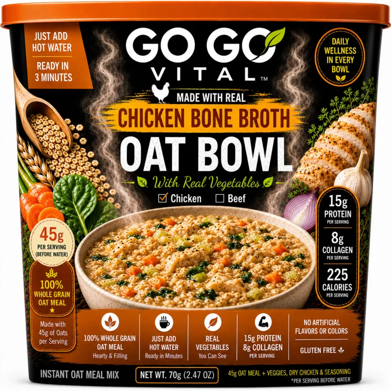 Oak Meal Chicken Bone Broth with Vegetables Bowl