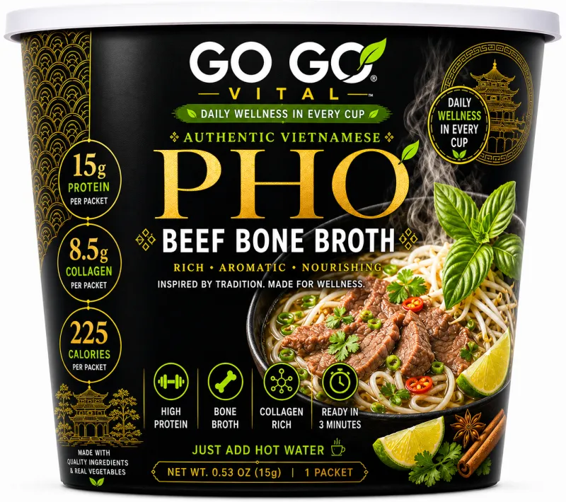 Pho Beef Bone Broth with Vegetables Bowl