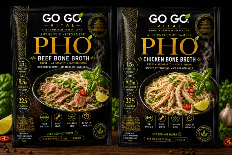  Combo Pho Chicken & Beef Bone Broth with Vegetables Packet