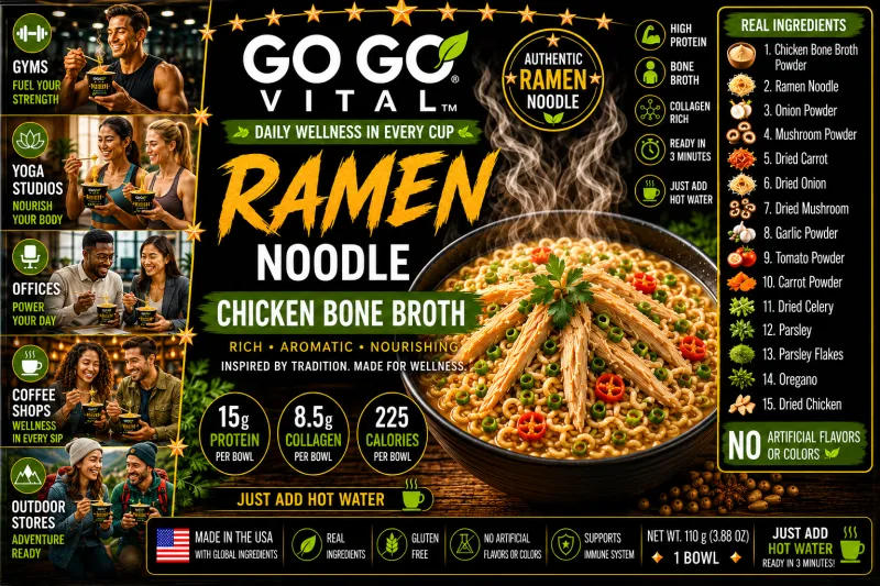 Combo Ramen Chicken & Beef Bone Broth with Vegetables Packet