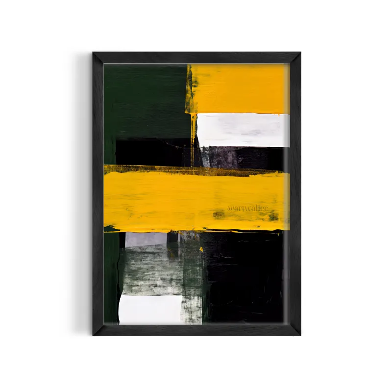 Cuadro Abstracto Trazo Horizontal Amarillo – Estilo Moderno