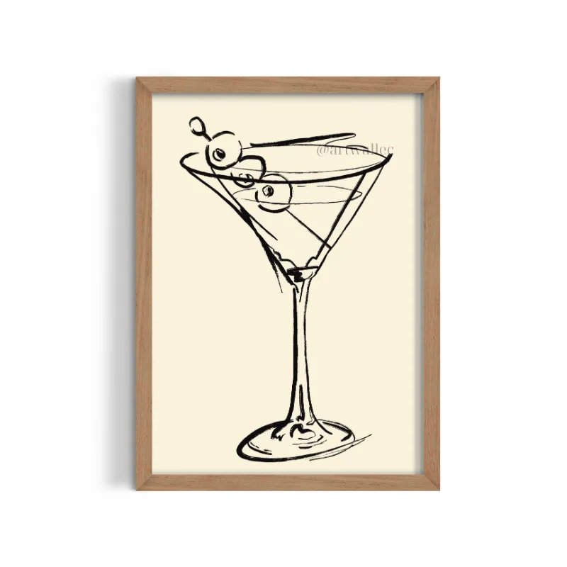Cuadro Ilustración Coctel Martini – Estilo Line Art