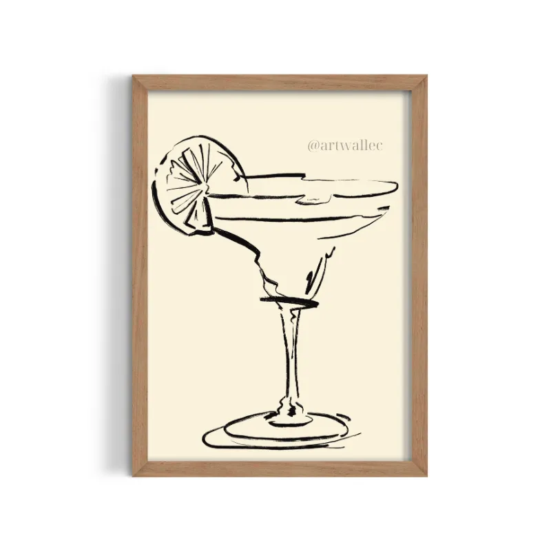 Cuadro Ilustración Coctel Margarita – Estilo Line Art
