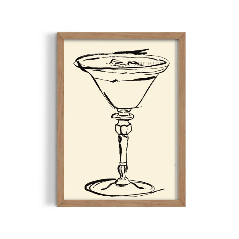 Cuadro Ilustración Coctel Manhattan – Estilo Line Art