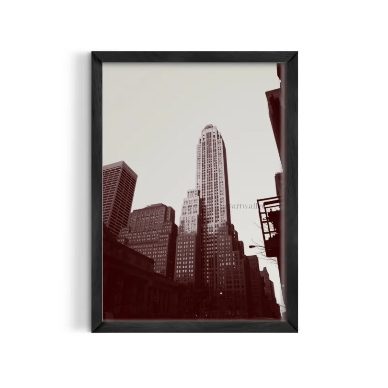 Cuadro Rascacielos NYC – Estilo Monocromo Burgundy