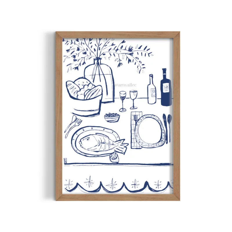 Cuadro Cena Mediterránea – Estilo Mesa Azul
