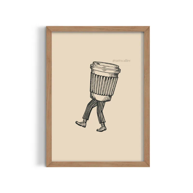 Cuadro Café Caminante – Estilo Ilustración Retro Grabado