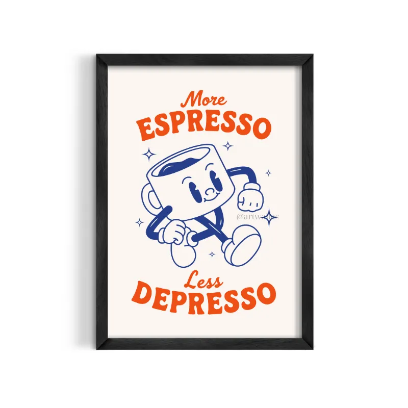 Cuadro More Espresso – Estilo Ilustración Gráfica Retro