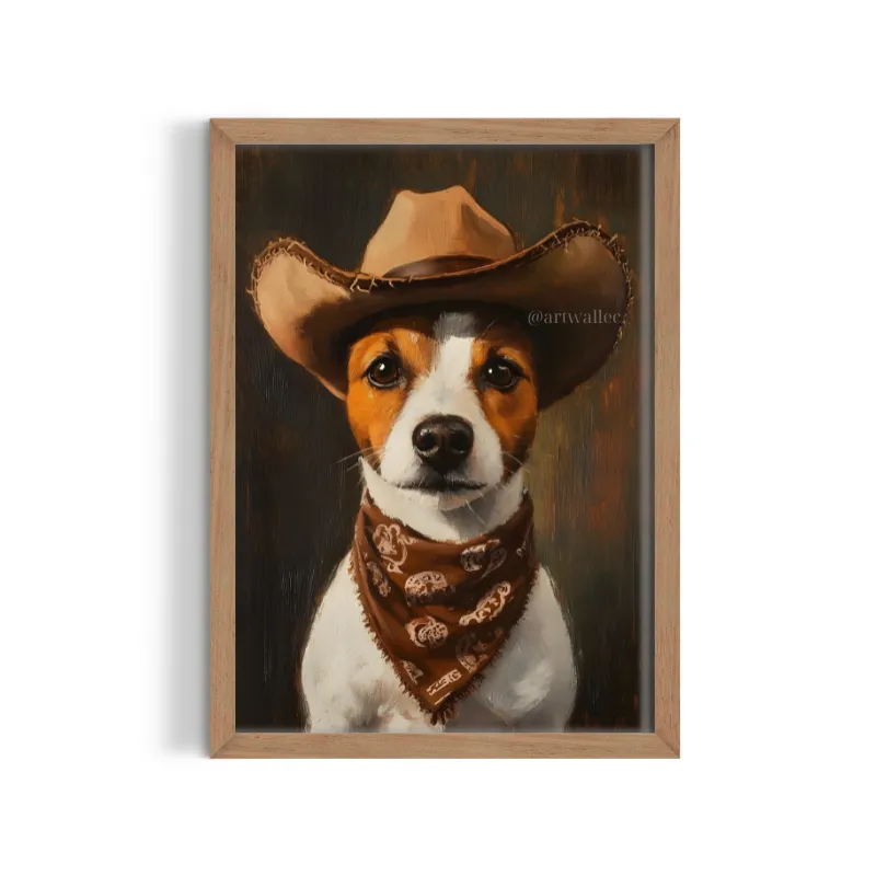 Cuadro Jack Russell Cowboy – Estilo Retrato Óleo