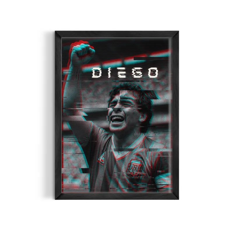 Cuadro Diego Maradona Glitch – Estilo Retro Digital