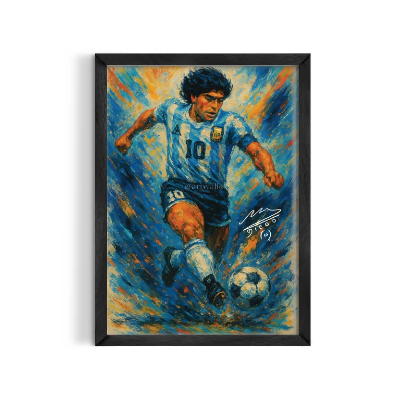 Cuadro Diego Maradona Impresionista – Estilo Óleo Dinámico