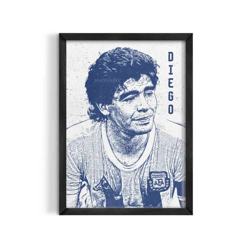 Cuadro Diego Ilustración – Estilo Boceto Tinta Azul