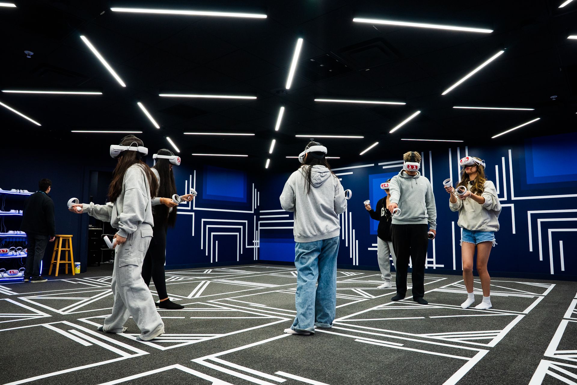 Students playing across the arena