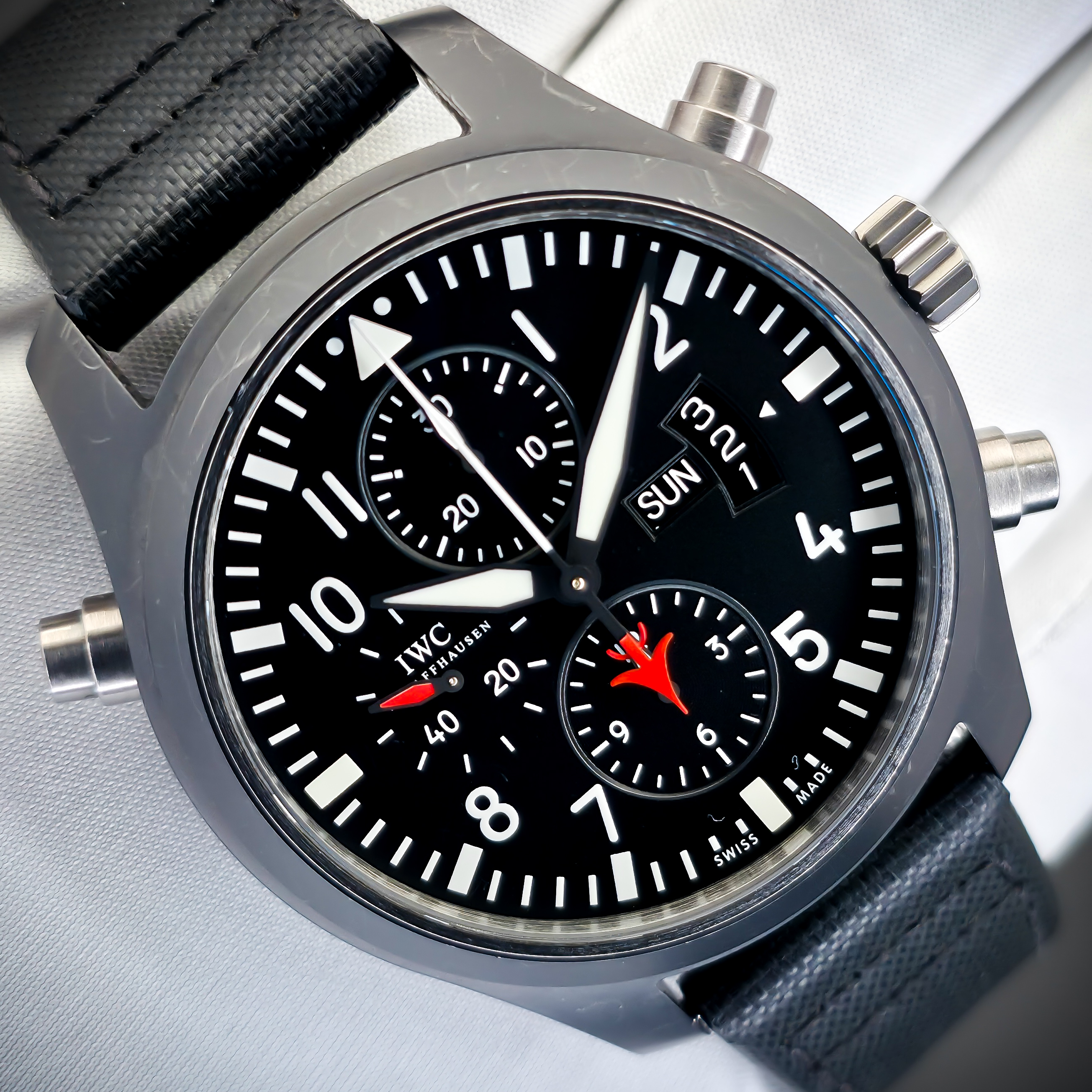 IWC PILOT’S WATCH DOUBLE CHRONOGRAPH EDITION TOP GUN | REF. IW379901 | BLACK DIAL | FULL SET 