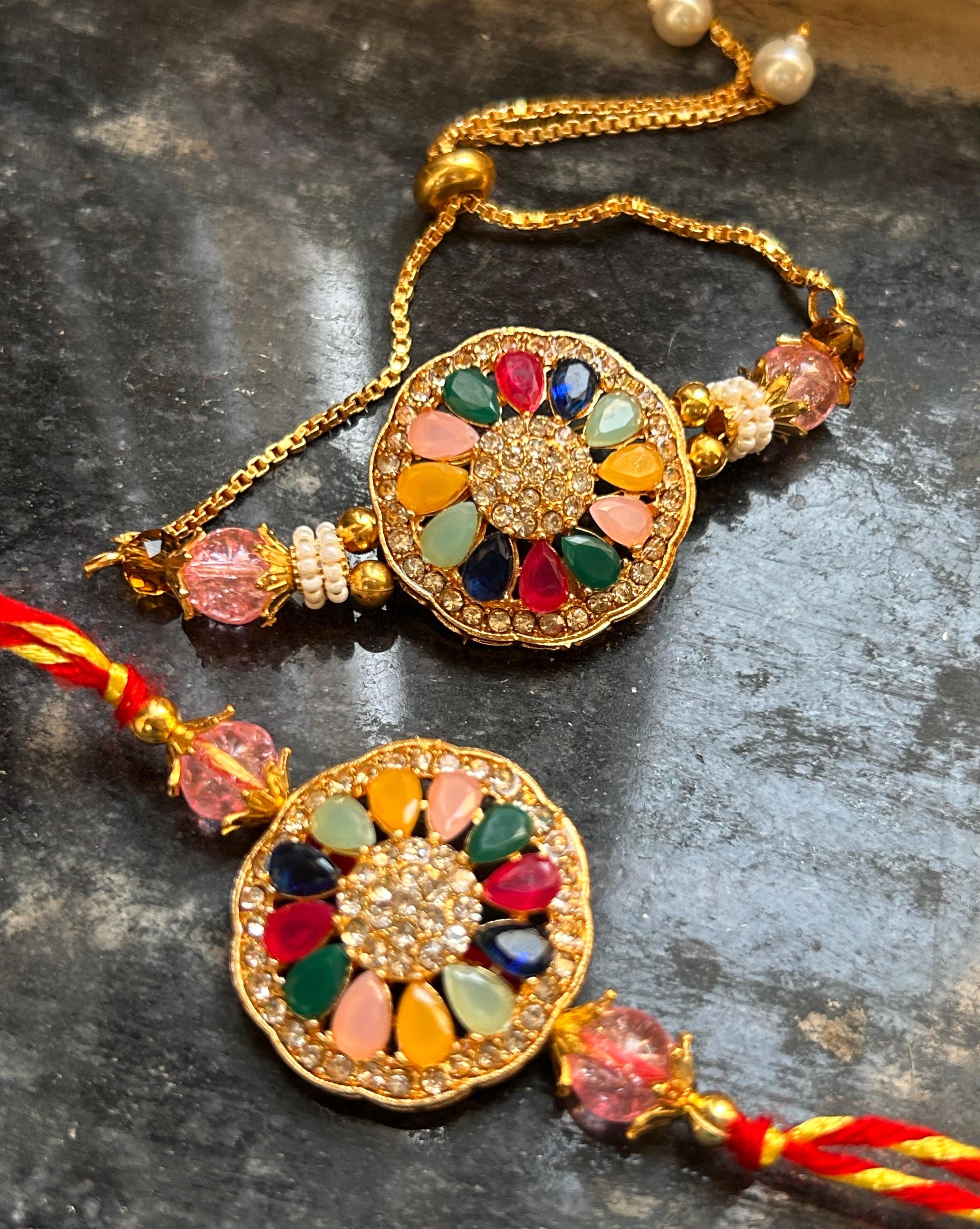 Elegant Bhaiya Bhabhi Rakhi Set 