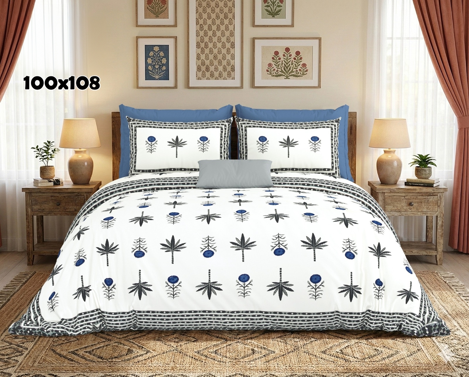 AUTHENTIC SANGANERI BLOCK PRINT BED SHEET C