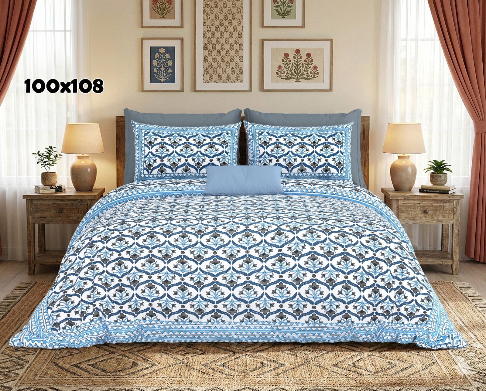 AUTHENTIC SANGANERI BLOCK PRINT BED SHEET B