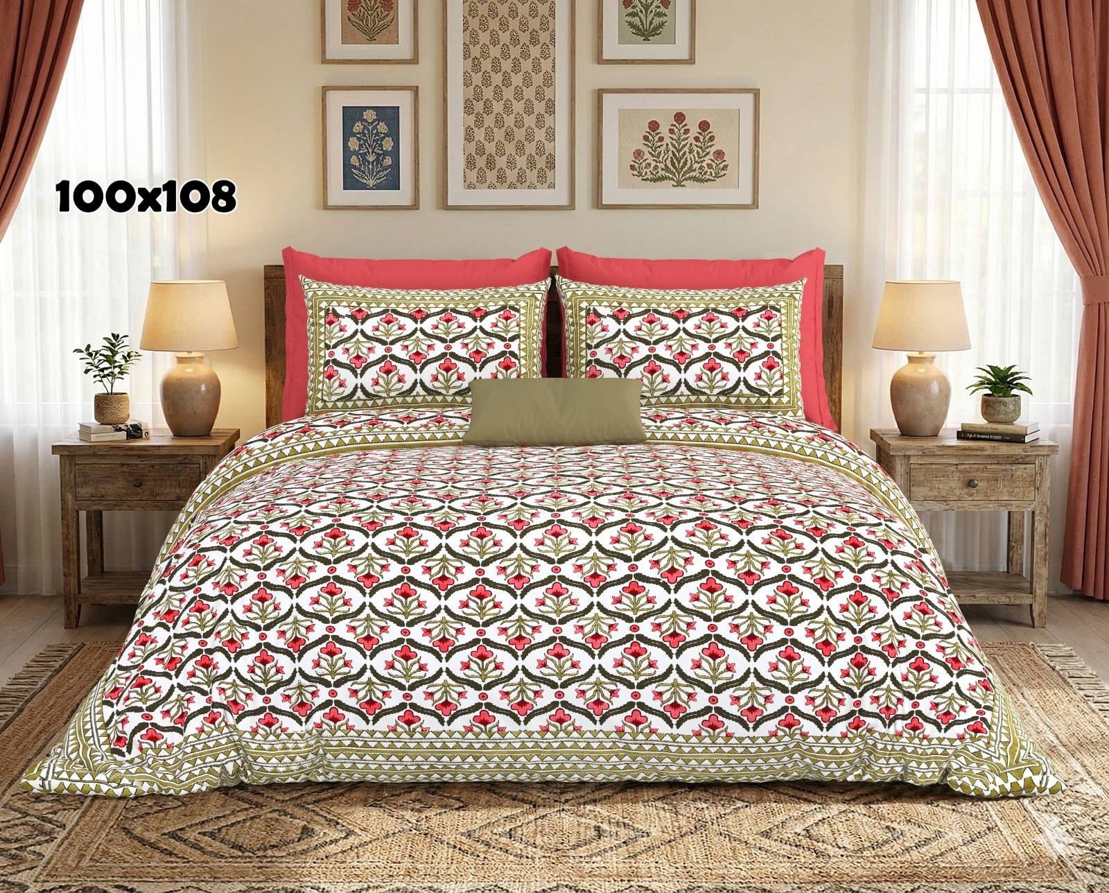 AUTHENTIC SANGANERI BLOCK PRINT BED SHEET B