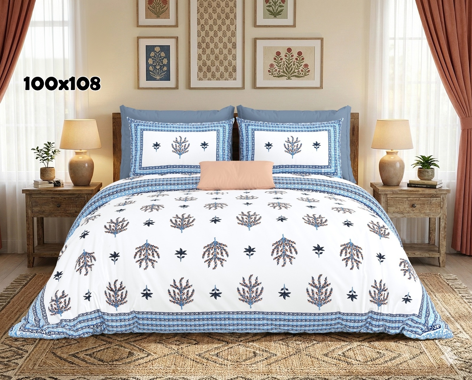 AUTHENTIC SANGANERI BLOCK PRINT BED SHEET A