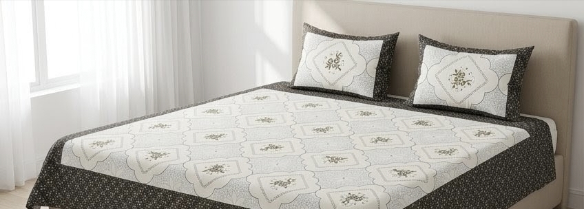 ELITE CLASS PURE COTTON BLOCK PRINT KING SIZE BEDSHEET SET